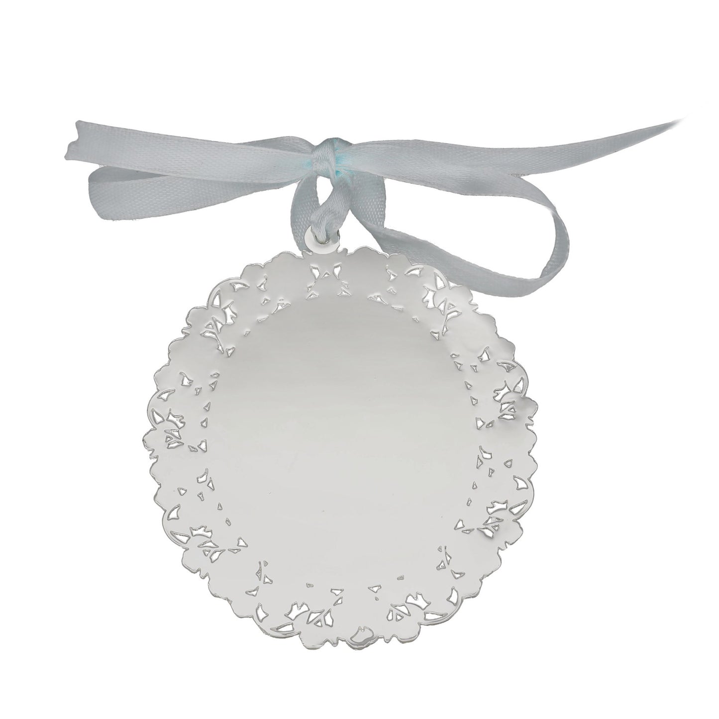 Medalla de Cuna Baño de Plata con esmaltado Azul Niño y Ángel de la Guarda