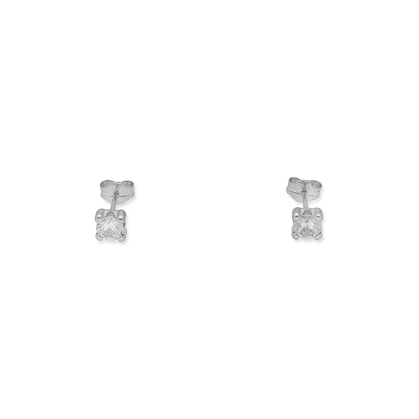 Pendientes de Oro Blanco 18k Garra Cuadrada Mediana de Circonita