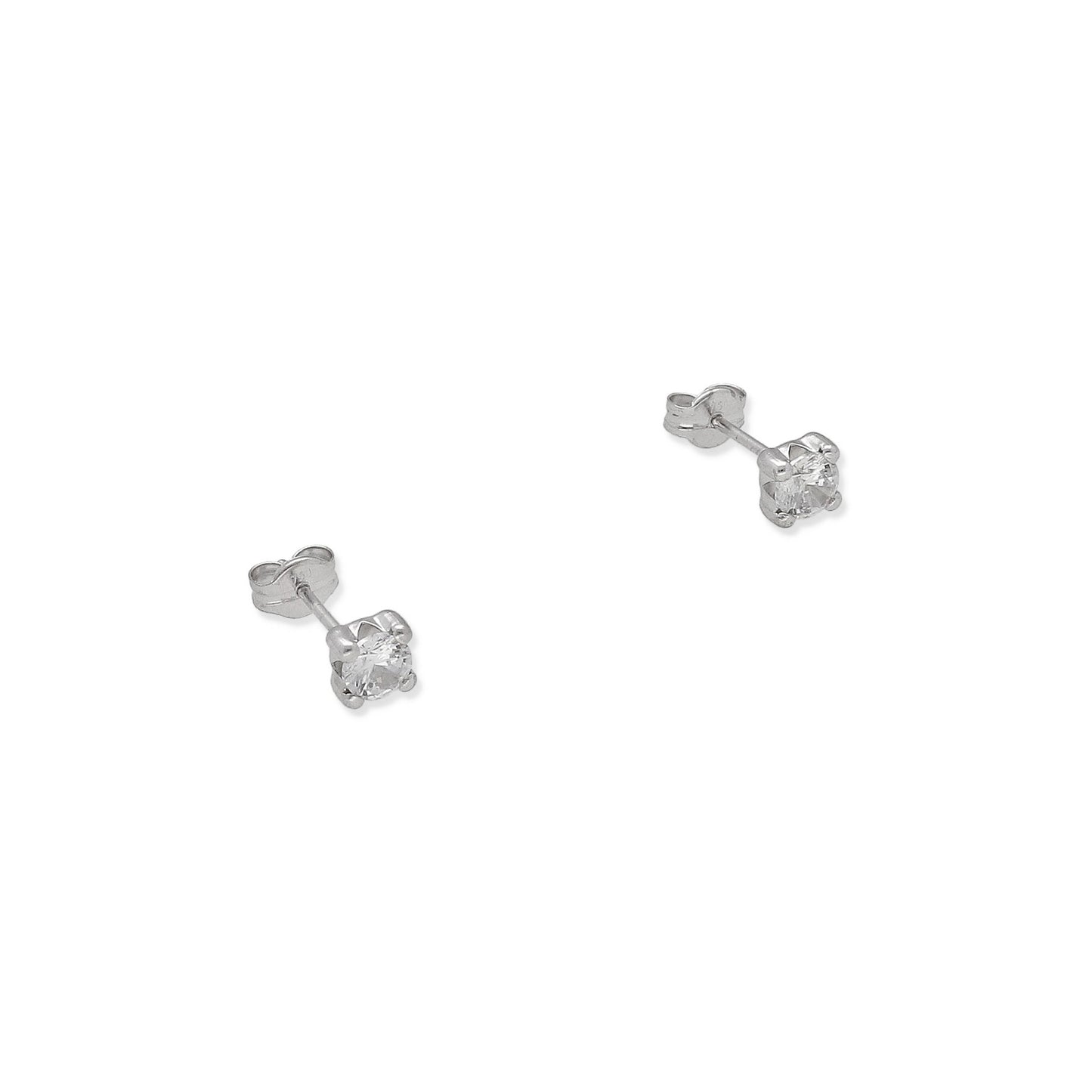 Pendientes de Oro Blanco 18k Garra Cuadrada Mediana de Circonita