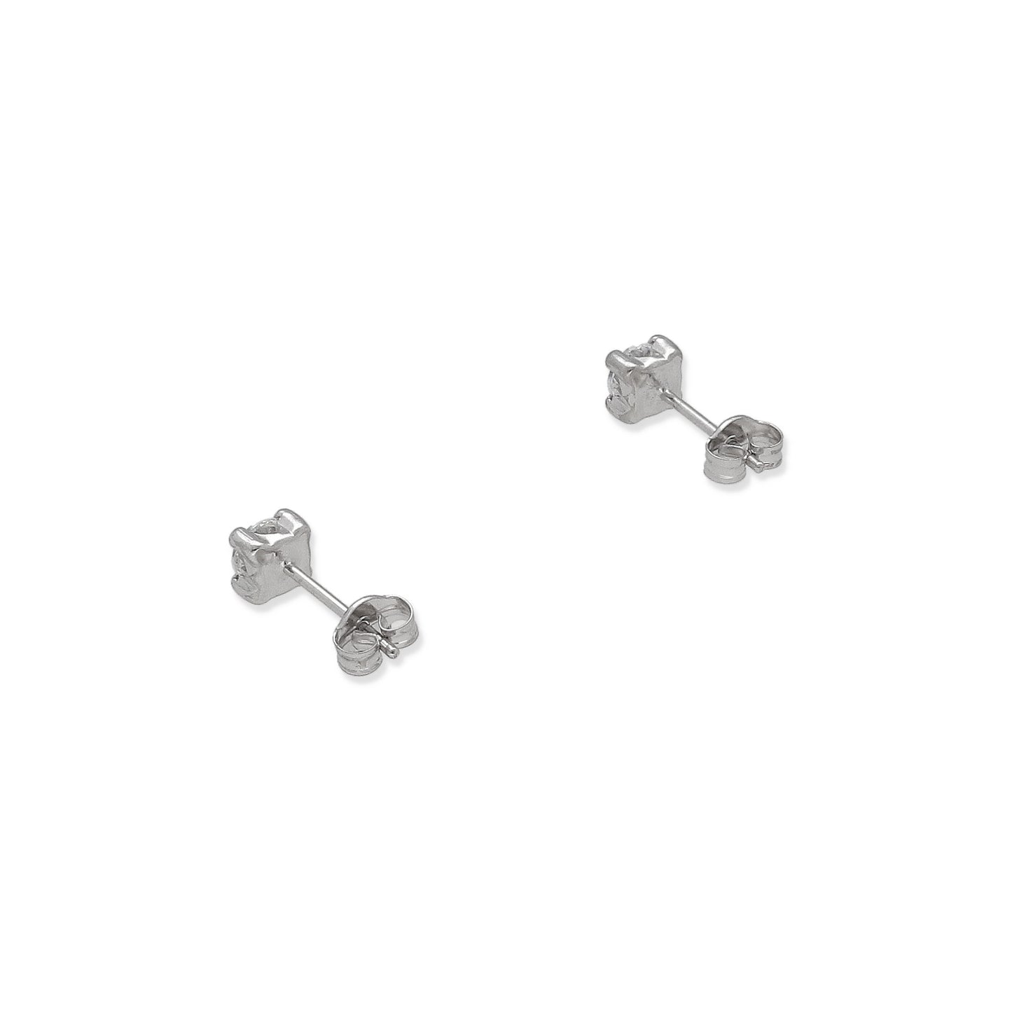 Pendientes de Oro Blanco 18k Garra Cuadrada Mediana de Circonita
