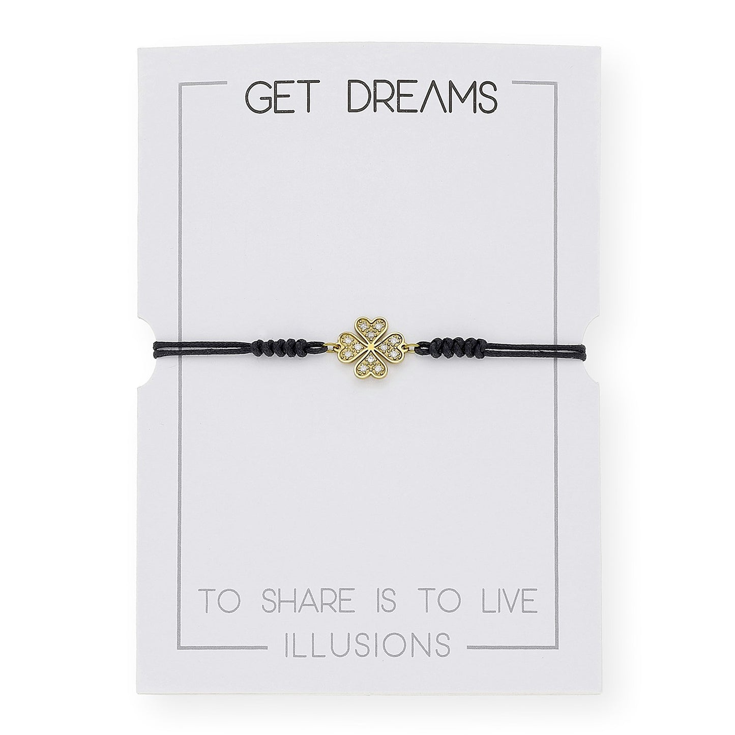 Pulsera Macramé de Oro de Ley con Diamantes y Diseño de Trébol