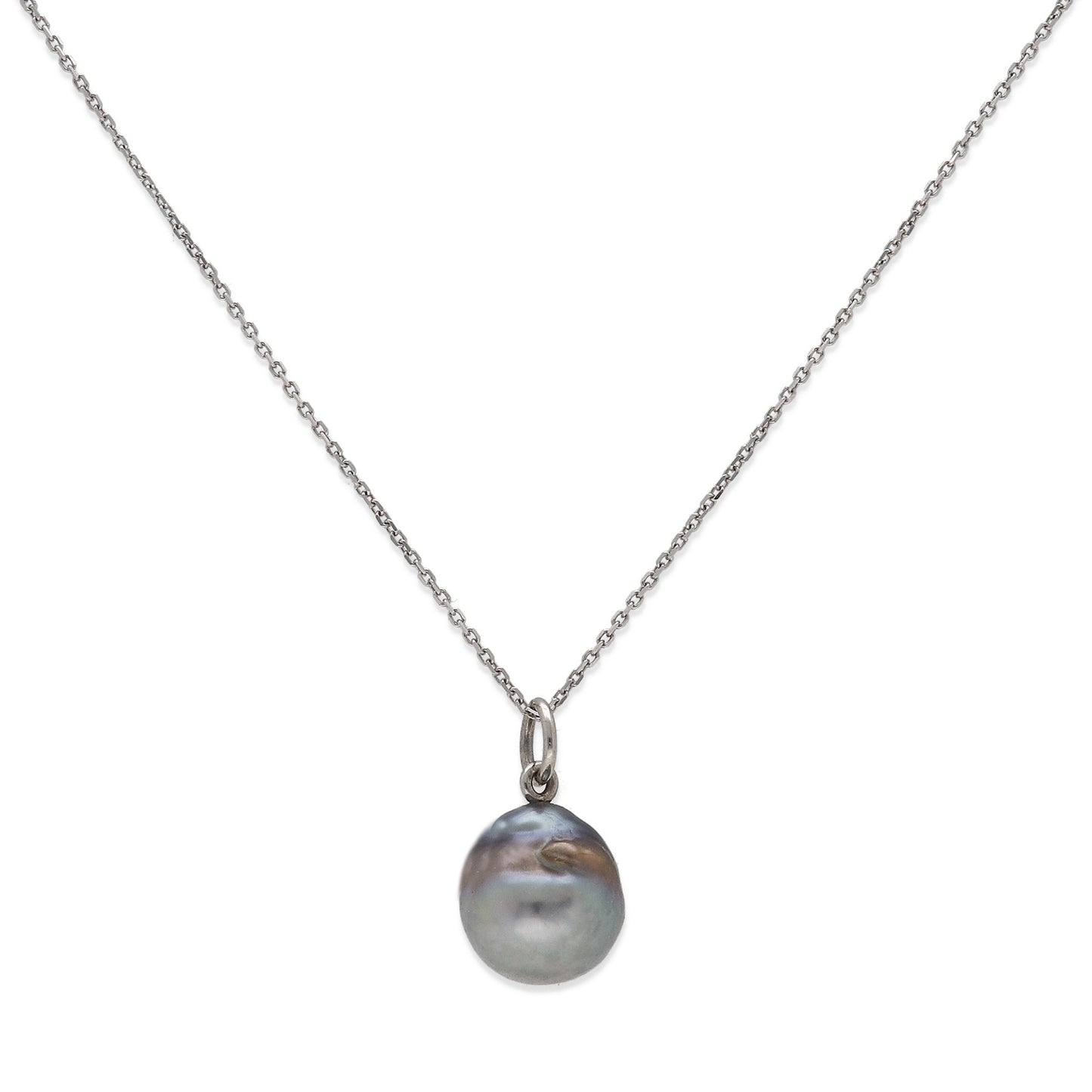 Collar con colgante Tulia en Oro Blanco 18k con Perla Tahití