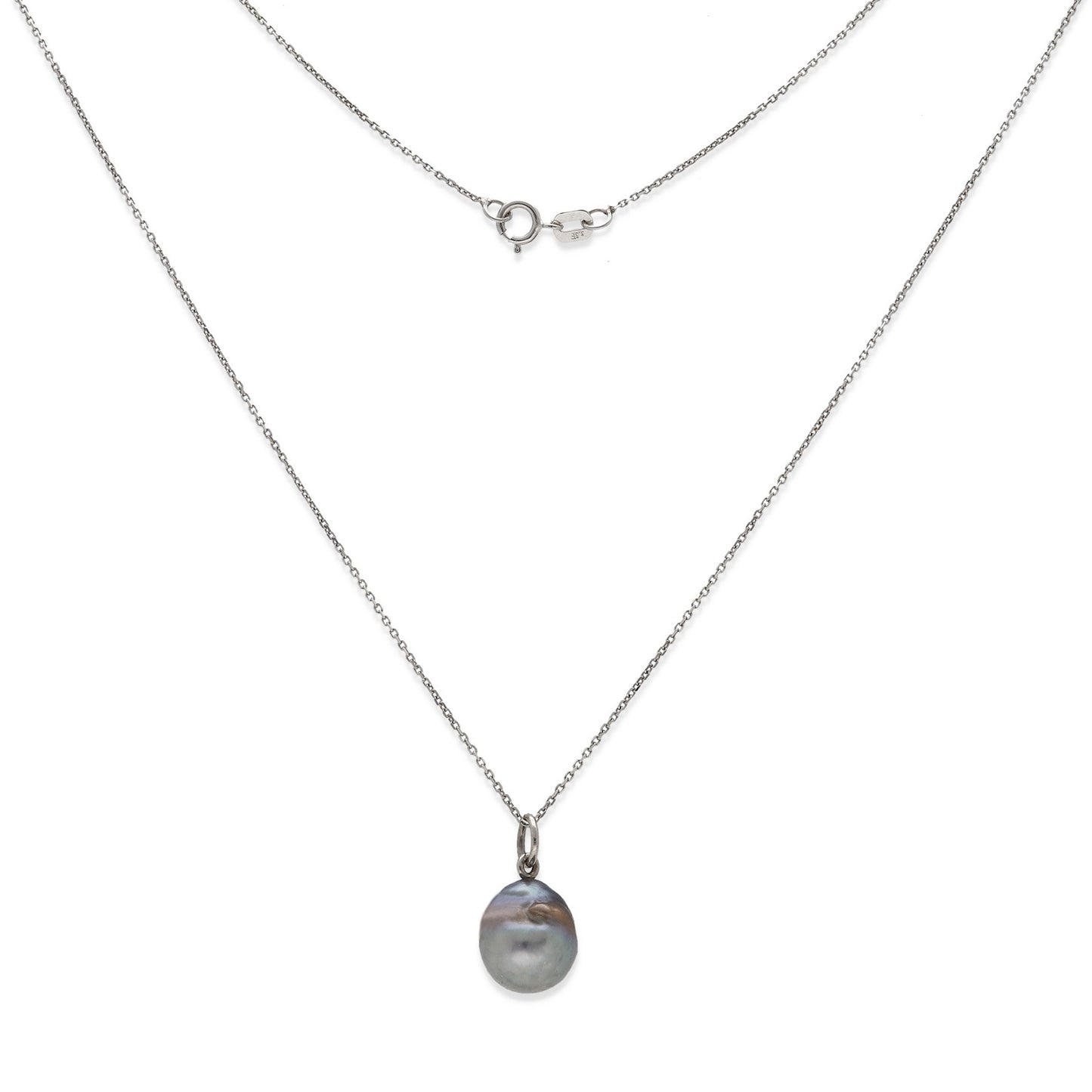 Collar con colgante Tulia en Oro Blanco 18k con Perla Tahití