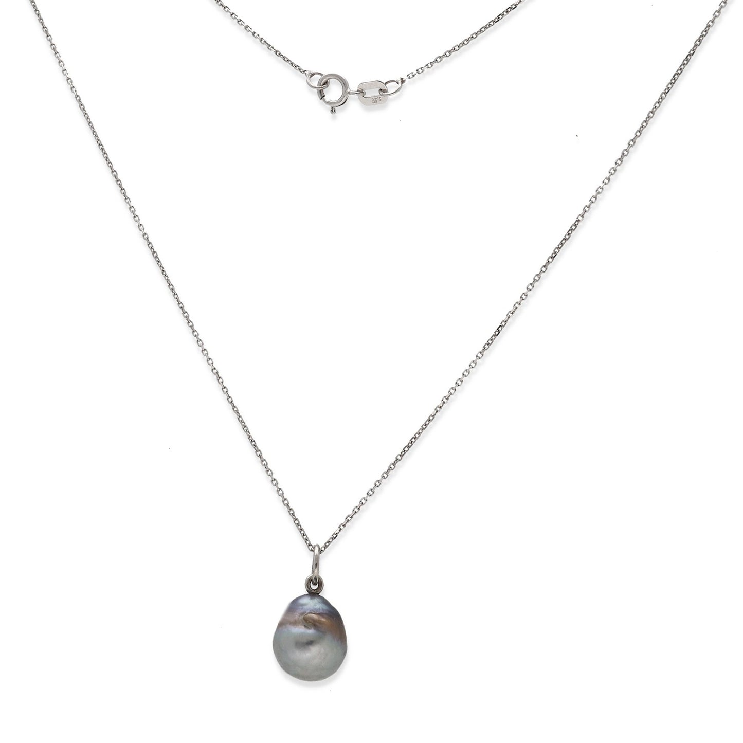 Collar con colgante Tulia en Oro Blanco 18k con Perla Tahití