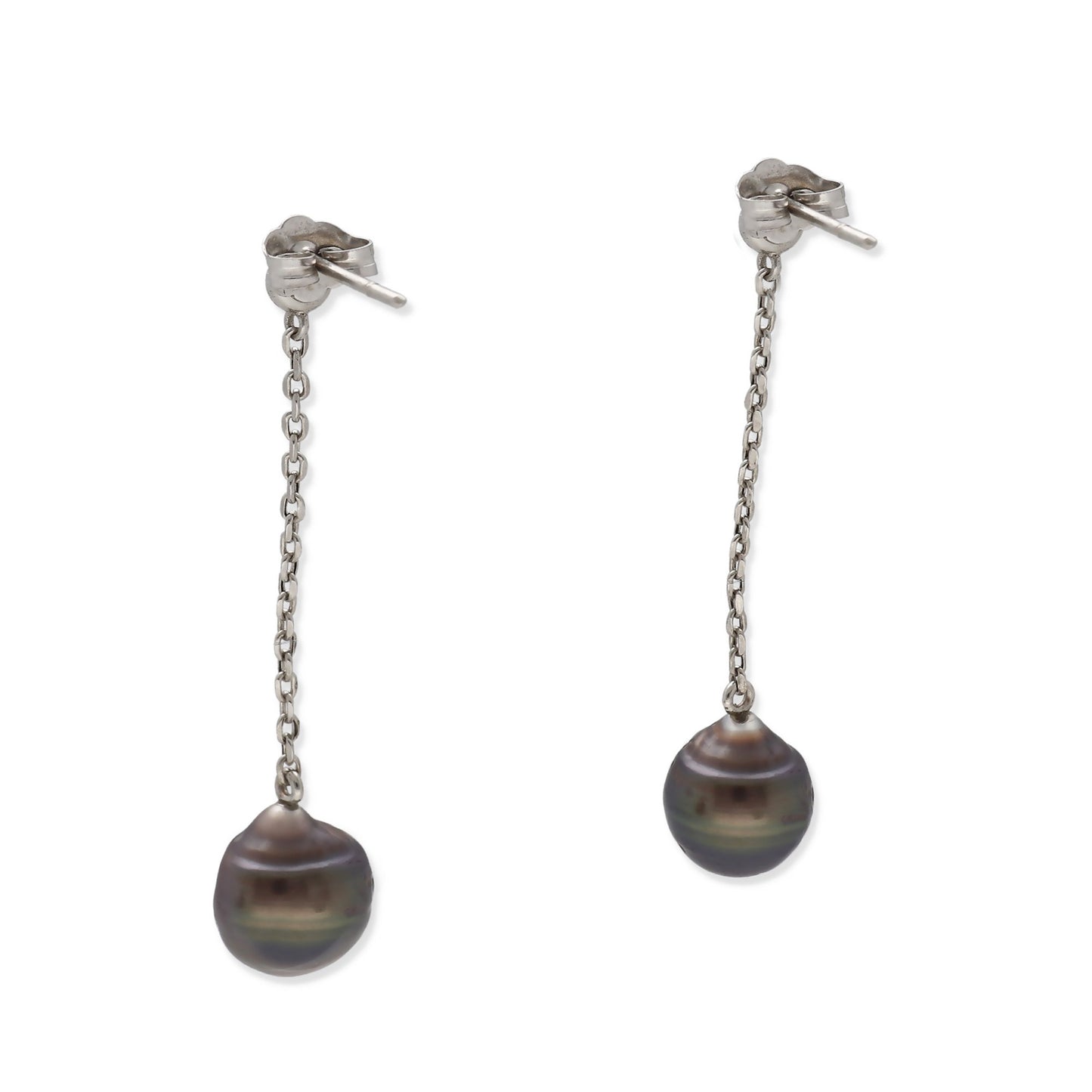 Pendientes Tulia en Oro Blanco 18k con Diamantes y Perlas Tahití