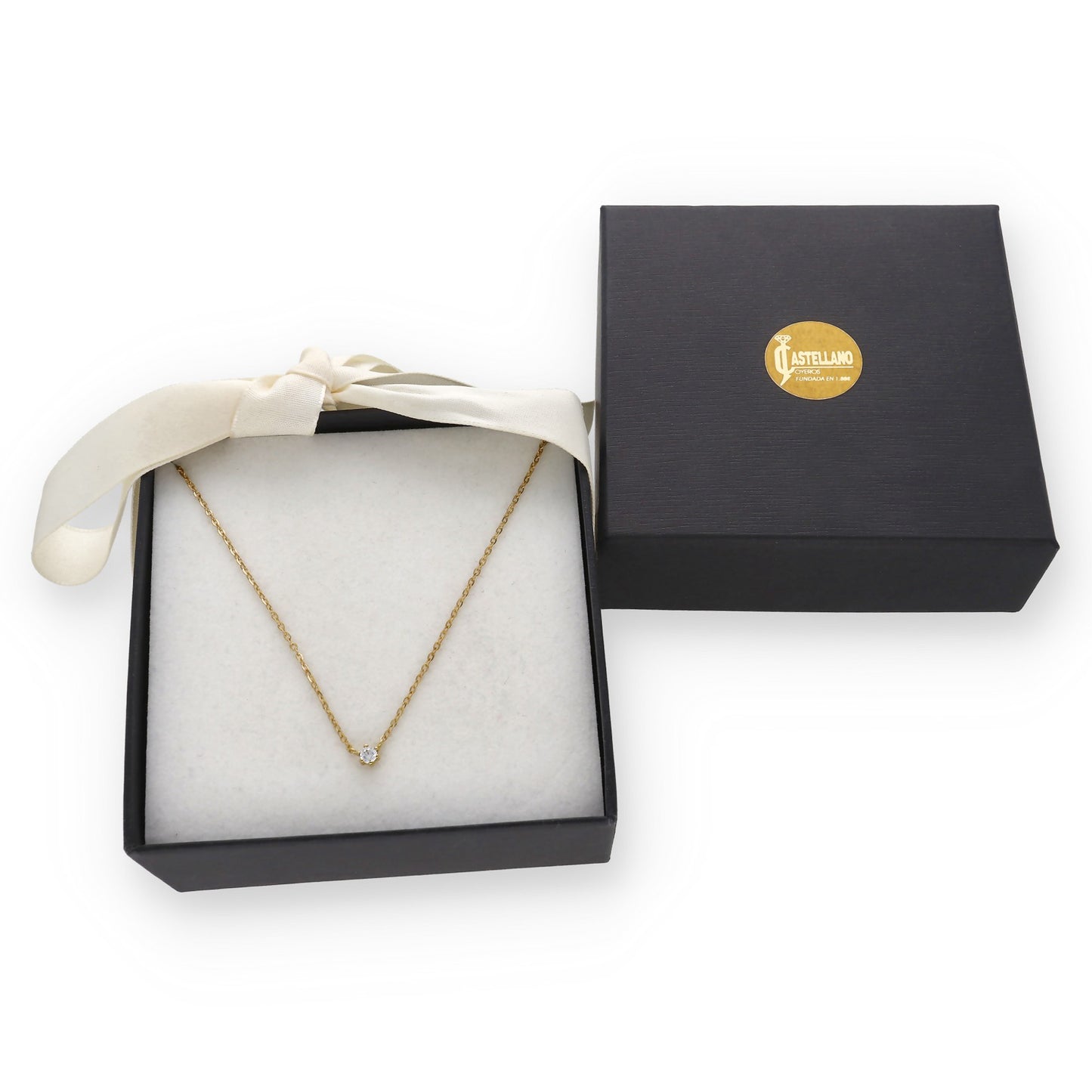 Collar con Colgante Glow en Oro 18K y Diamante Solitario