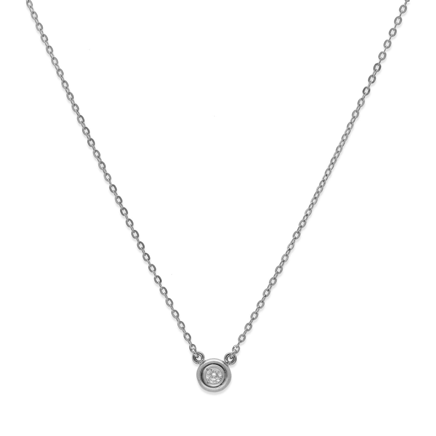 Collar con Colgante Eclat en Oro Blanco 18K con Diamante en Chatón