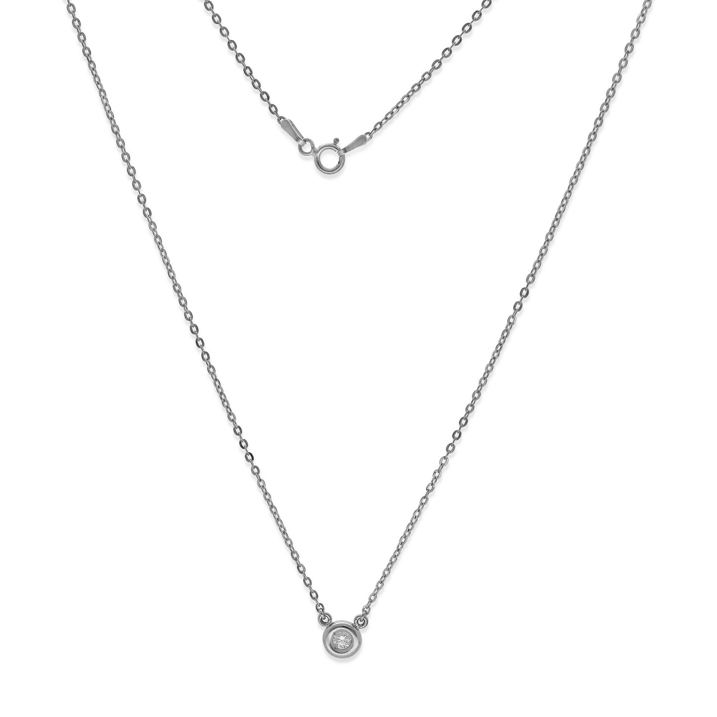 Collar con Colgante Eclat en Oro Blanco 18K con Diamante en Chatón