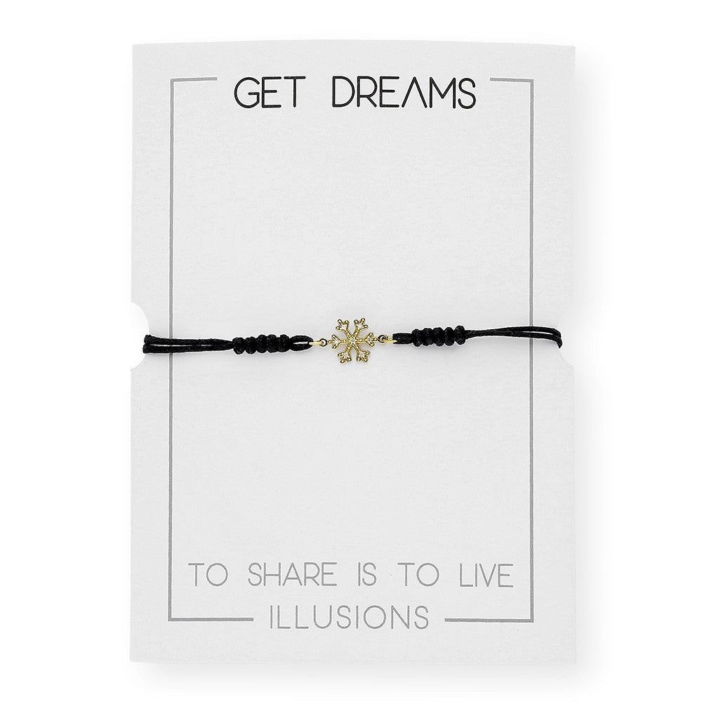 Pulsera Macramé de Oro de Ley con Diamantes y Diseño de Copo de Nieve