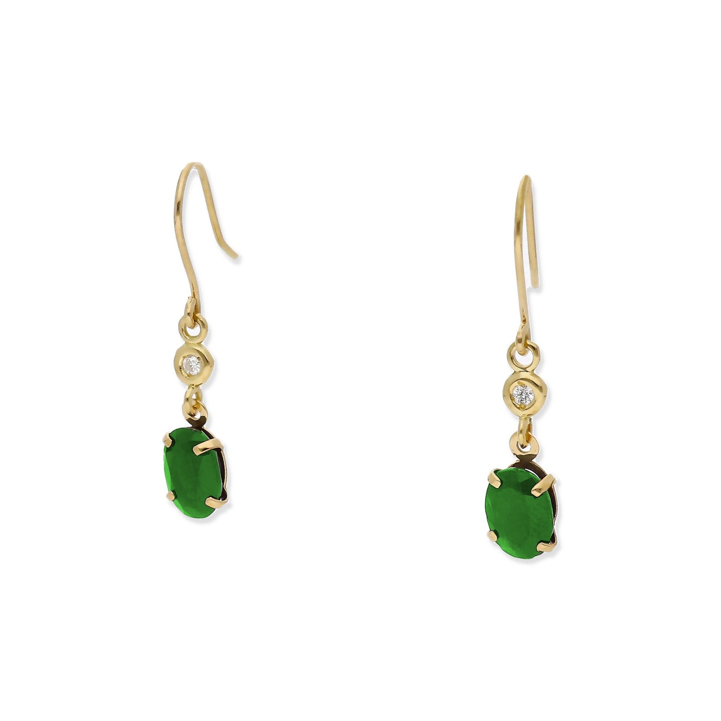 Pendientes Brenda en Oro 18K con Diamantes y Esmeraldas en Garra