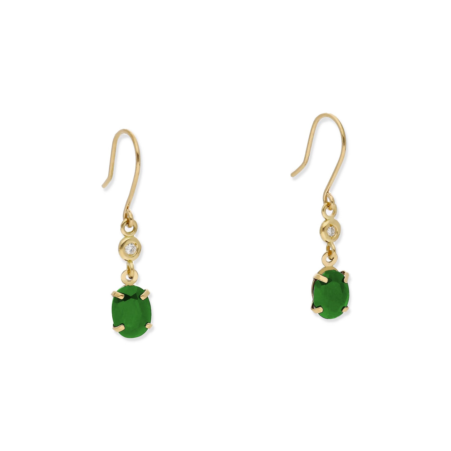Pendientes Brenda en Oro 18K con Diamantes y Esmeraldas en Garra
