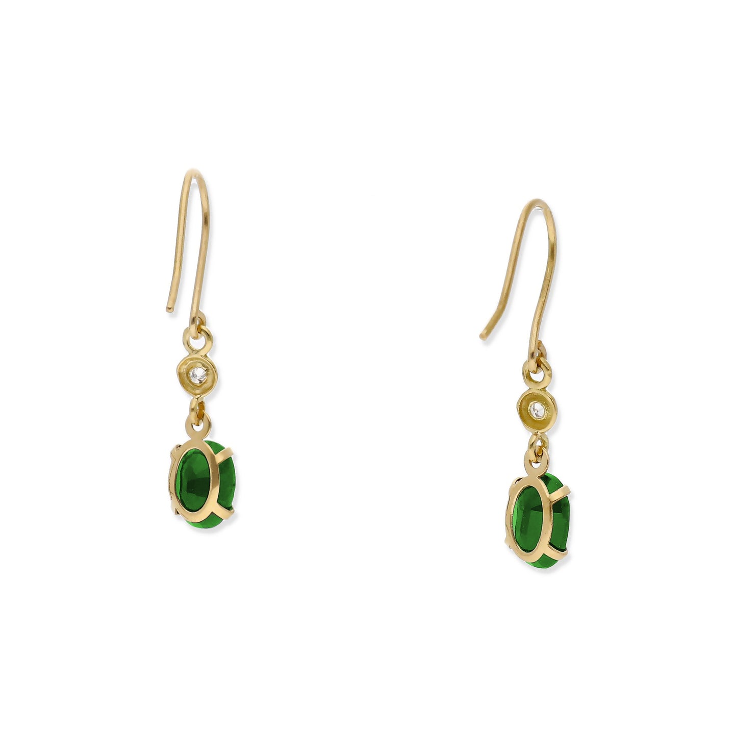 Pendientes Brenda en Oro 18K con Diamantes y Esmeraldas en Garra