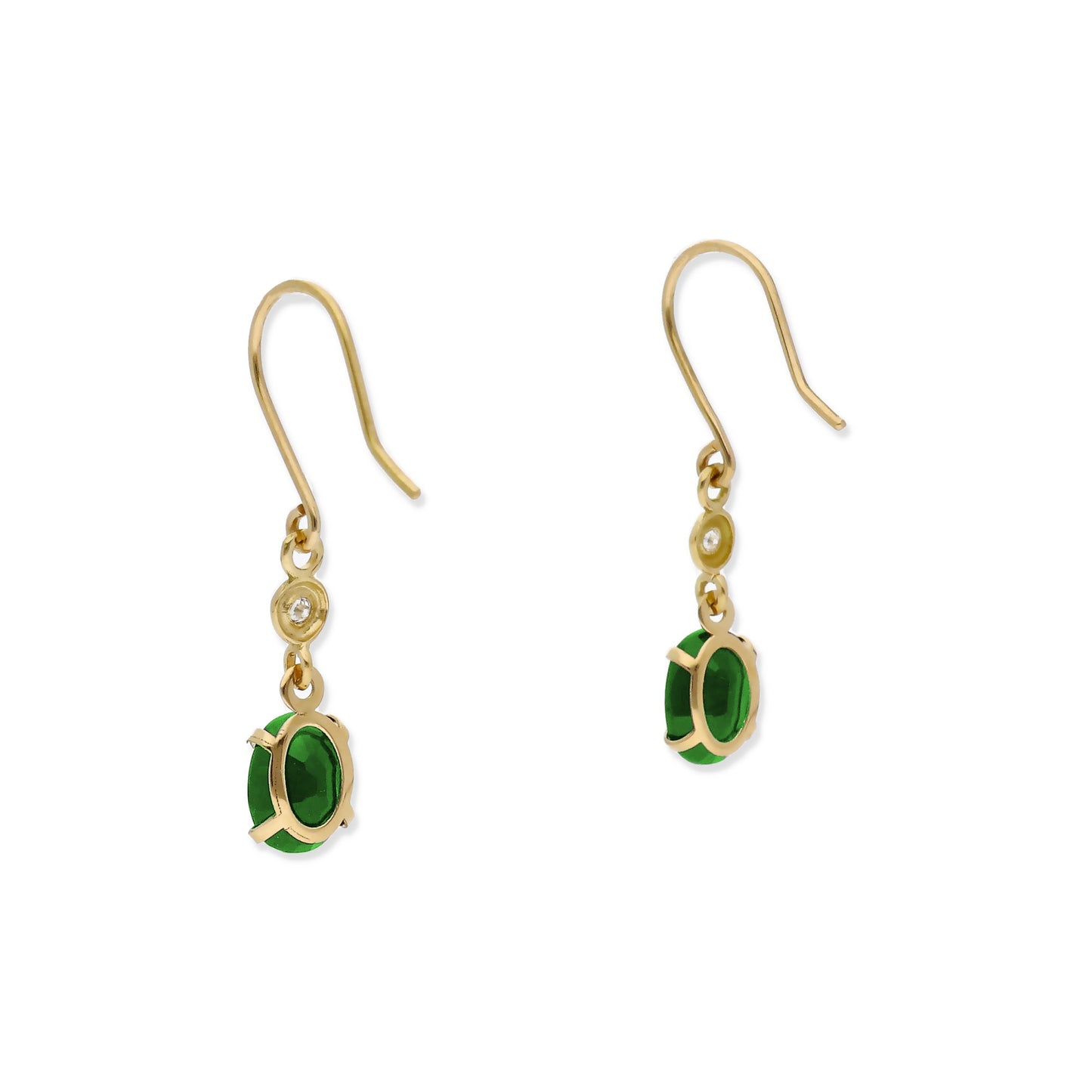 Pendientes Brenda en Oro 18K con Diamantes y Esmeraldas en Garra
