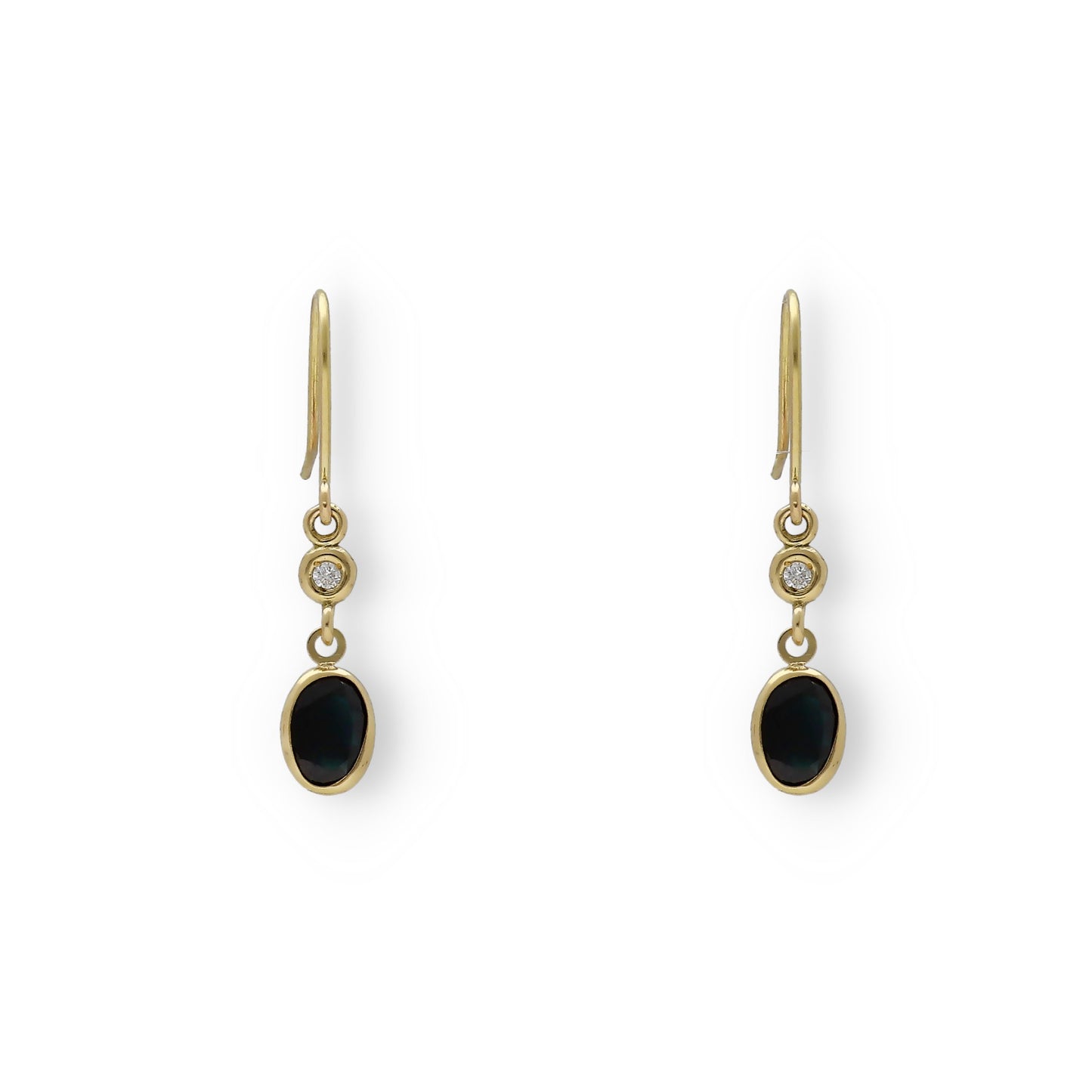 Pendientes Lisa en Oro 18K con Diamantes y Zafiros Ovales