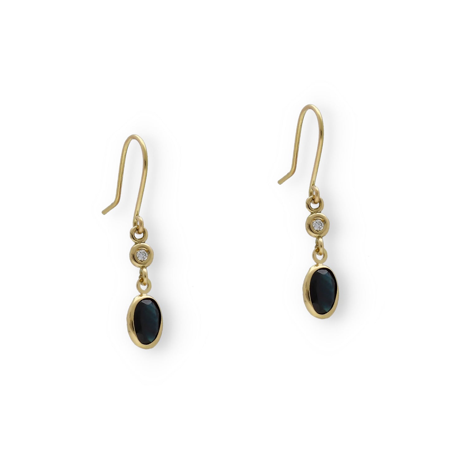 Pendientes Lisa en Oro 18K con Diamantes y Zafiros Ovales