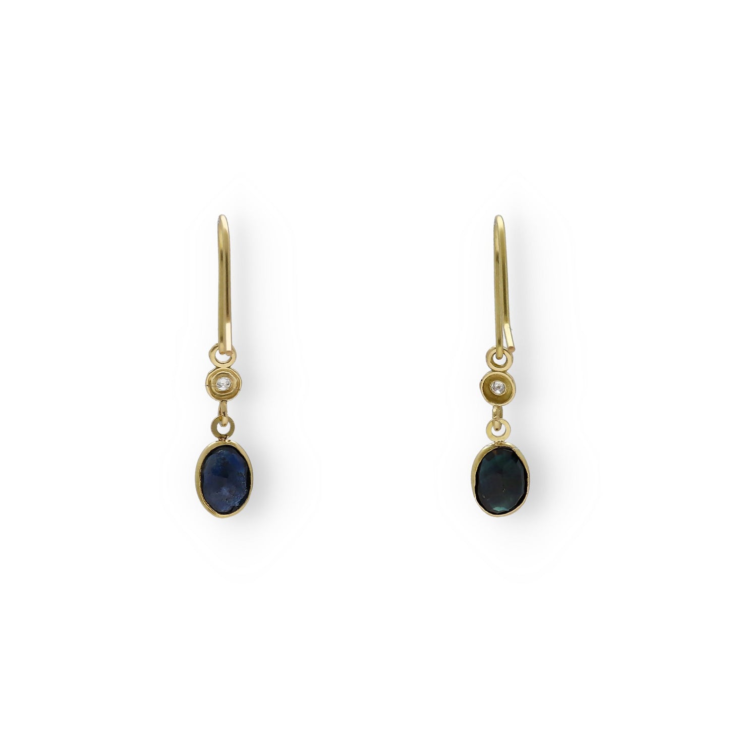 Pendientes Lisa en Oro 18K con Diamantes y Zafiros Ovales