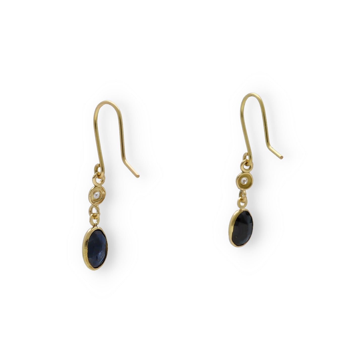Pendientes Lisa en Oro 18K con Diamantes y Zafiros Ovales