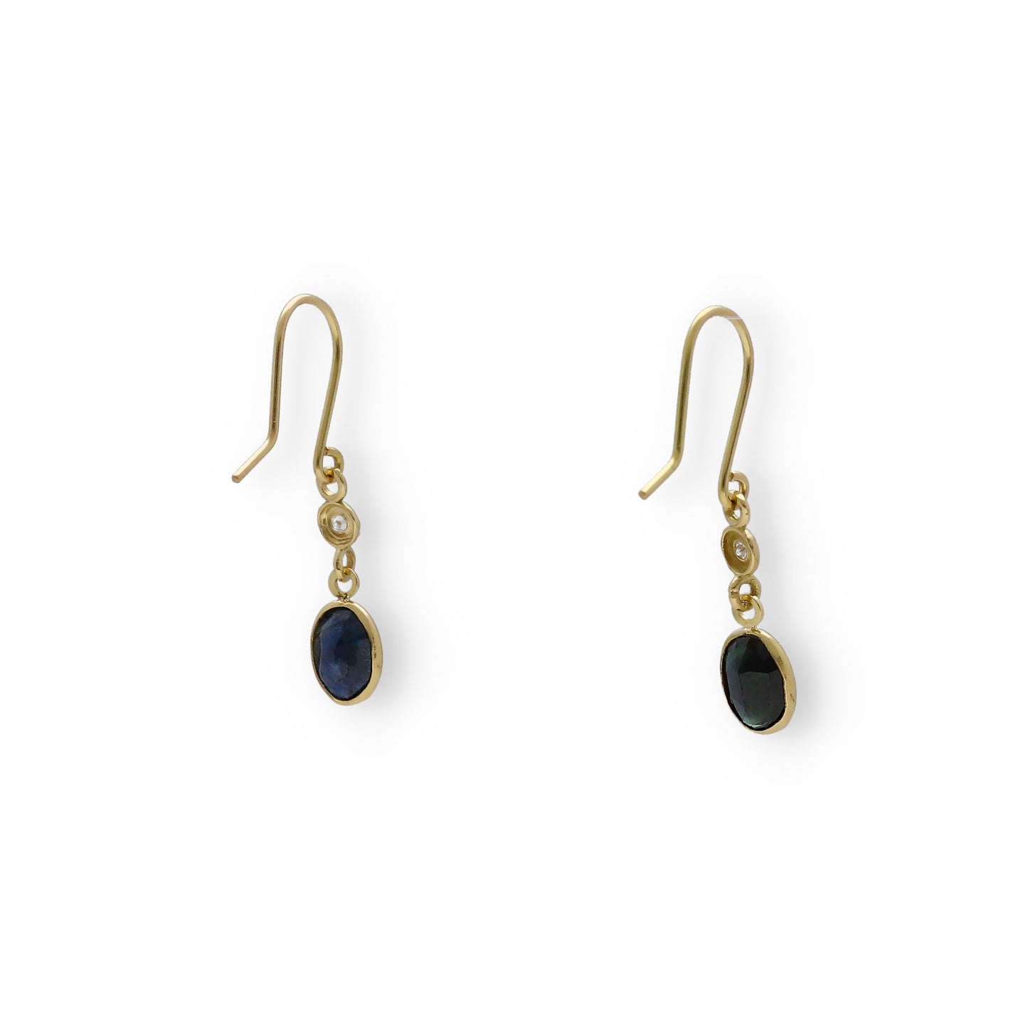 Pendientes Lisa en Oro 18K con Diamantes y Zafiros Ovales