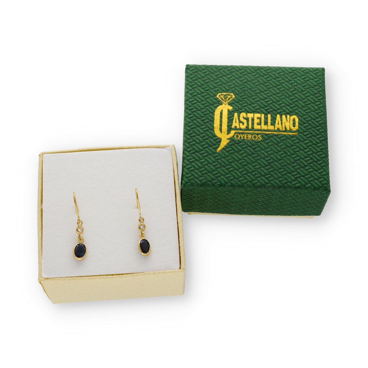 Pendientes Lisa en Oro 18K con Diamantes y Zafiros Ovales
