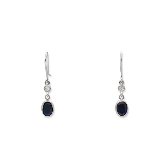 Pendientes Lisa en Oro Blanco 18K con Diamantes y Zafiros Ovales