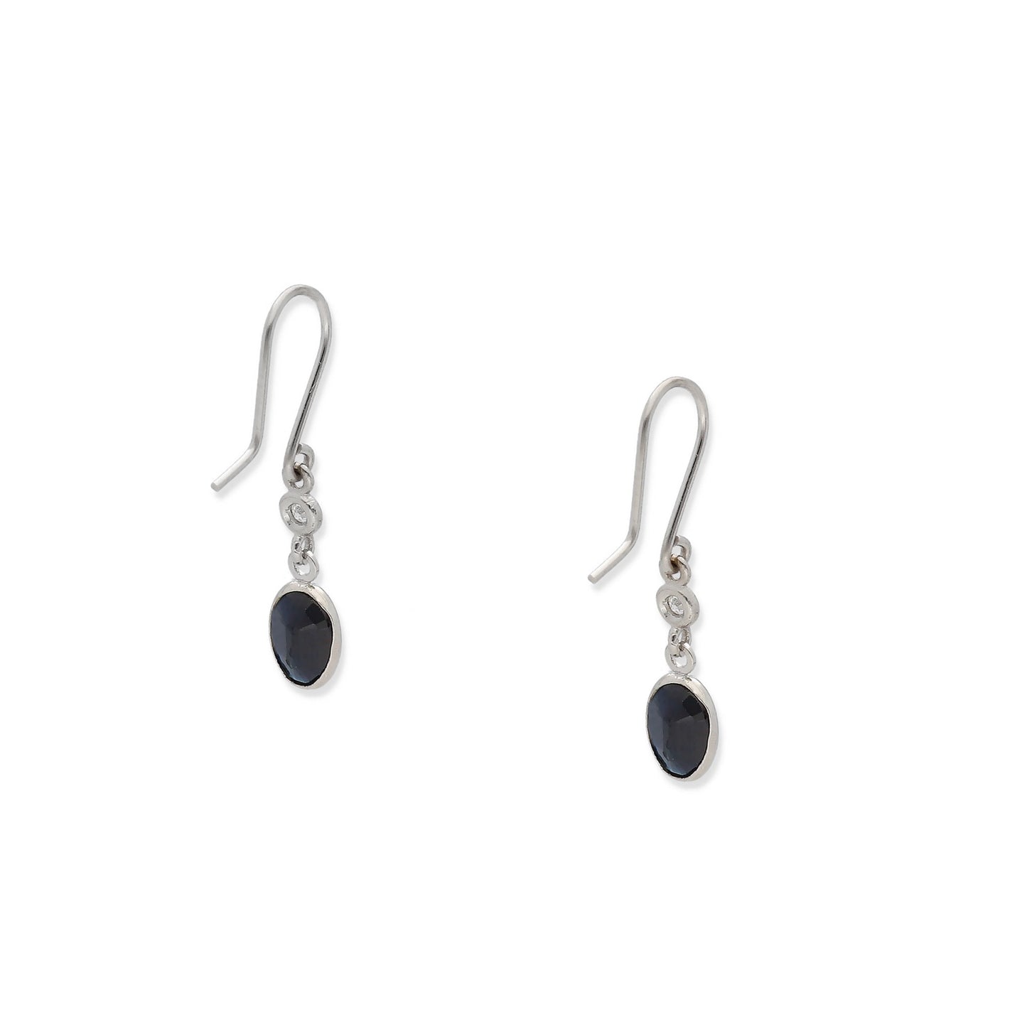 Pendientes Lisa en Oro Blanco 18K con Diamantes y Zafiros Ovales