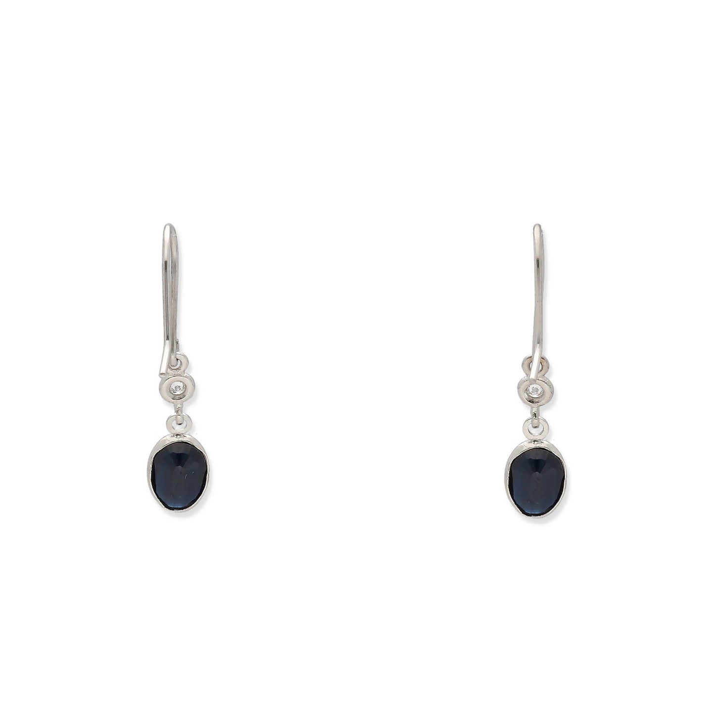 Pendientes Lisa en Oro Blanco 18K con Diamantes y Zafiros Ovales