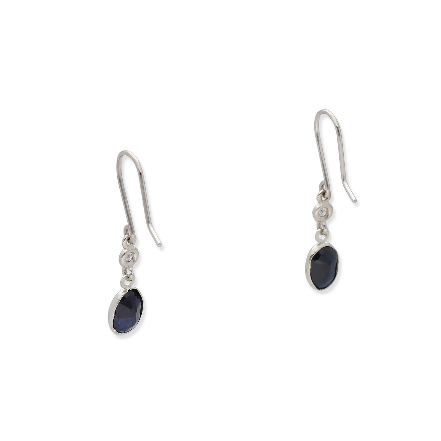 Pendientes Lisa en Oro Blanco 18K con Diamantes y Zafiros Ovales