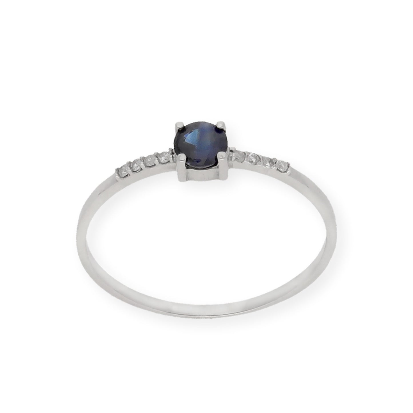 Anillo Chiara en Oro Blanco 18K con Zafiro y Diamantes