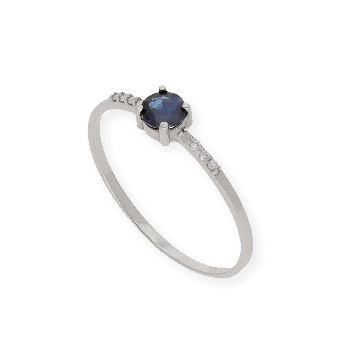 Anillo Chiara en Oro Blanco 18K con Zafiro y Diamantes