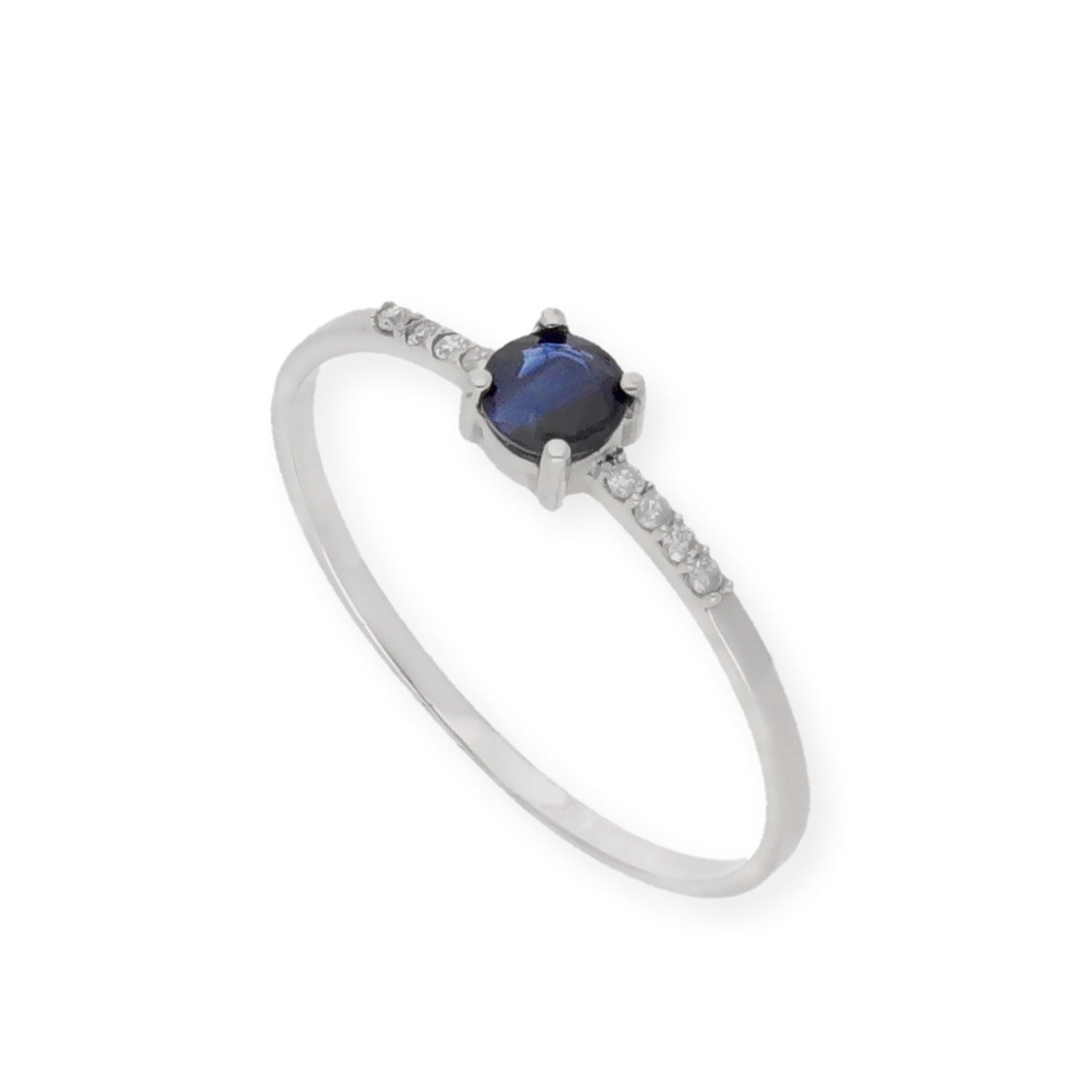 Anillo Chiara en Oro Blanco 18K con Zafiro y Diamantes