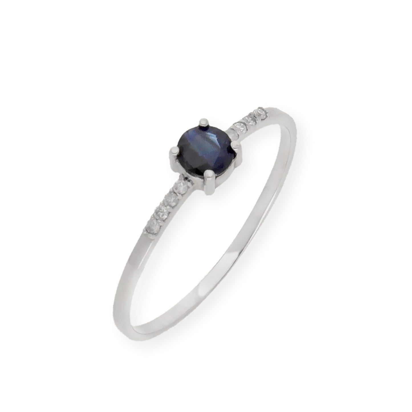 Anillo Chiara en Oro Blanco 18K con Zafiro y Diamantes