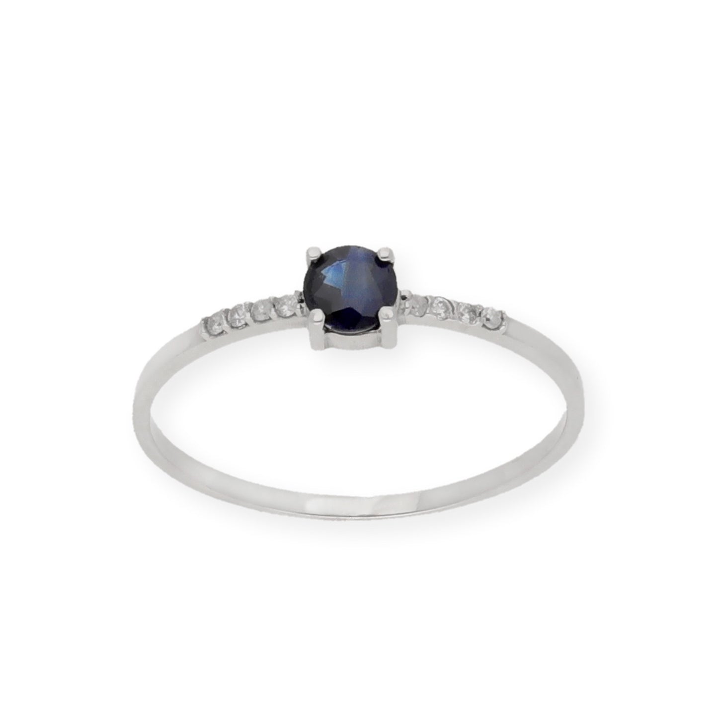Anillo Chiara en Oro Blanco 18K con Zafiro y Diamantes