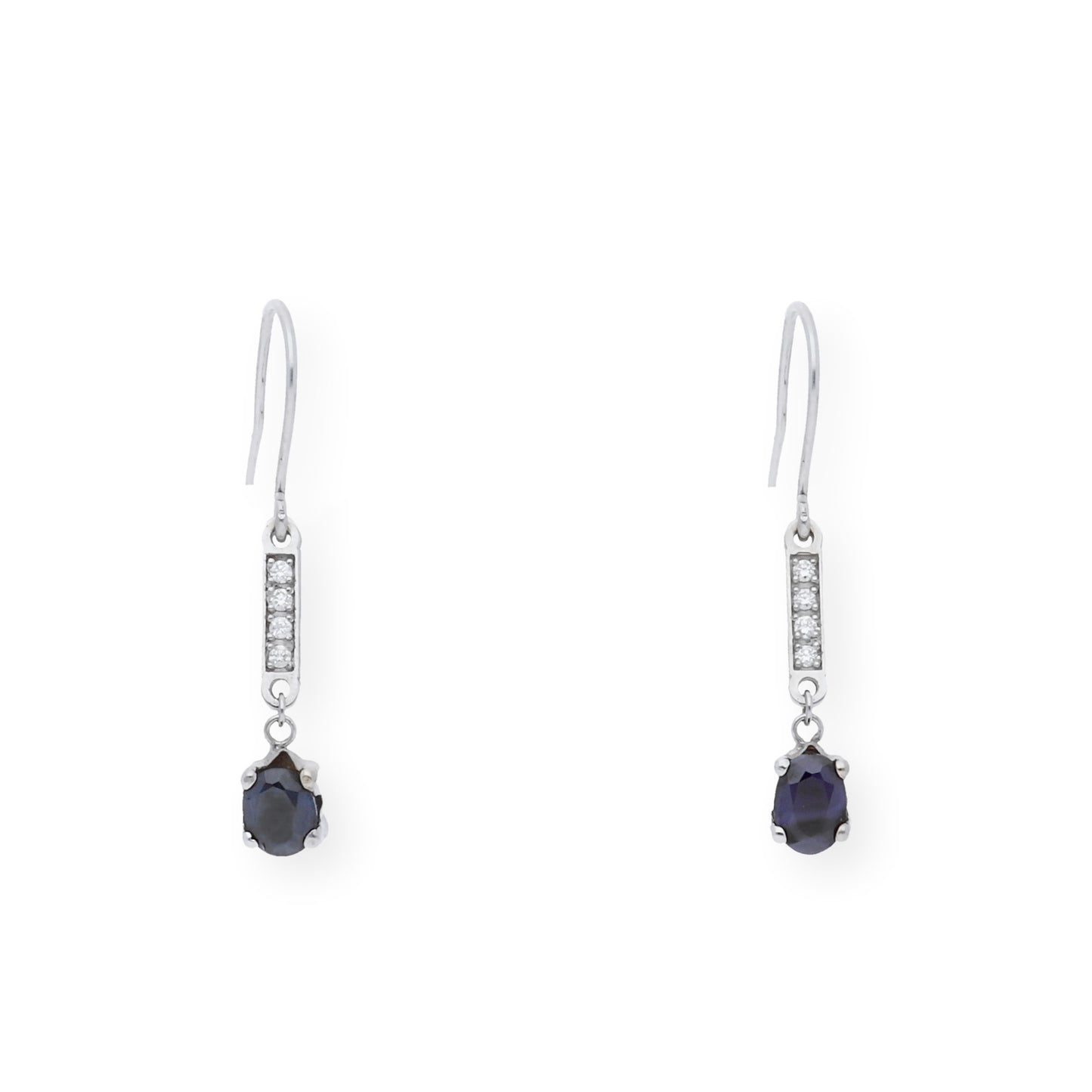 Pendientes Destello en Oro blanco 18k con Diamantes y Zafiros