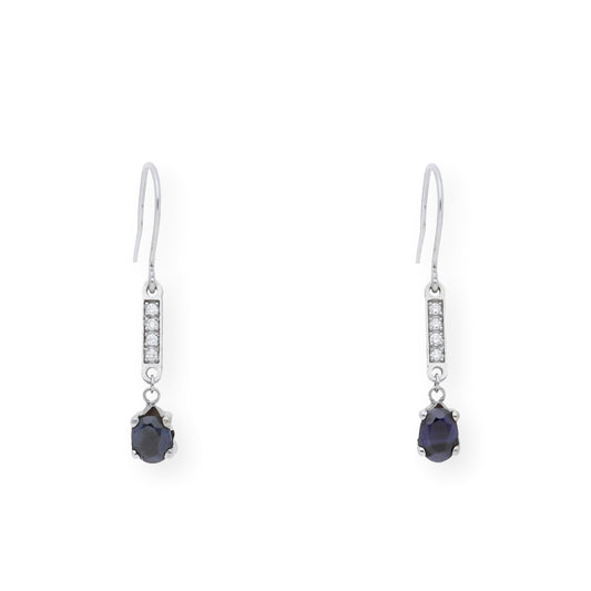 Pendientes Destello en Oro blanco 18k con Diamantes y Zafiros
