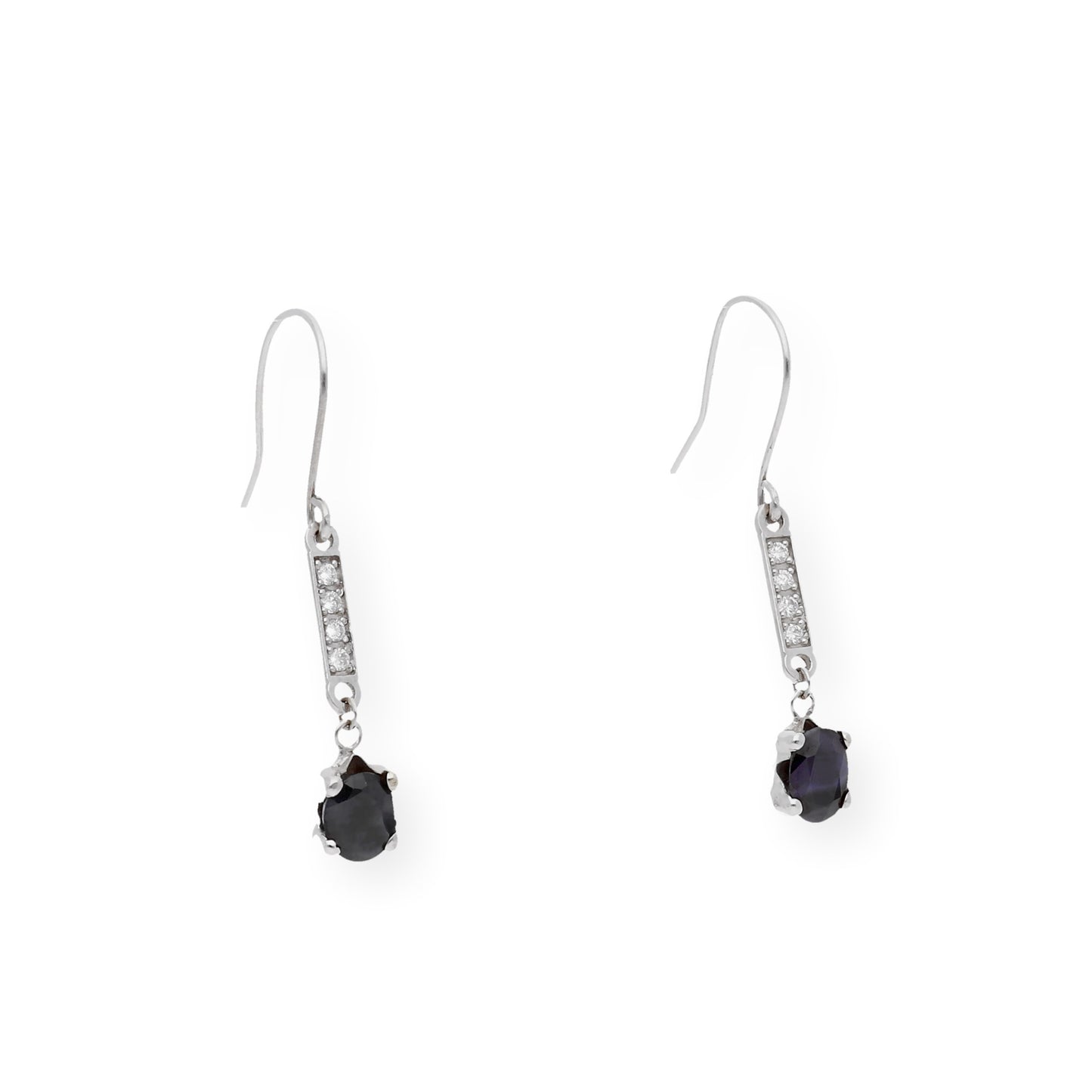 Pendientes Destello en Oro blanco 18k con Diamantes y Zafiros