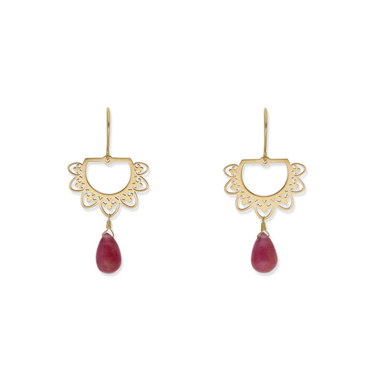 Pendientes Zoe en Oro 18K con Rubíes