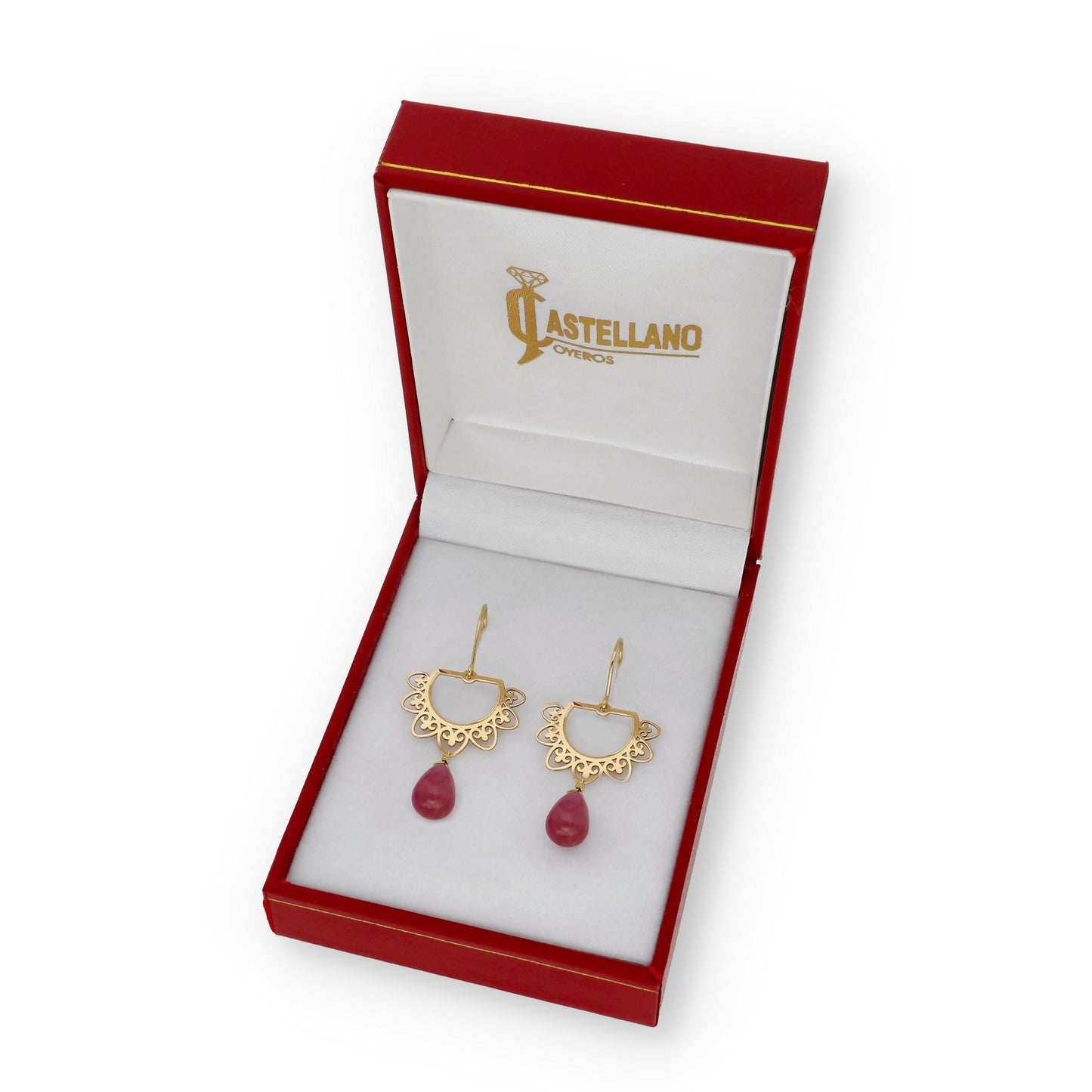 Pendientes Zoe en Oro 18K con Rubíes