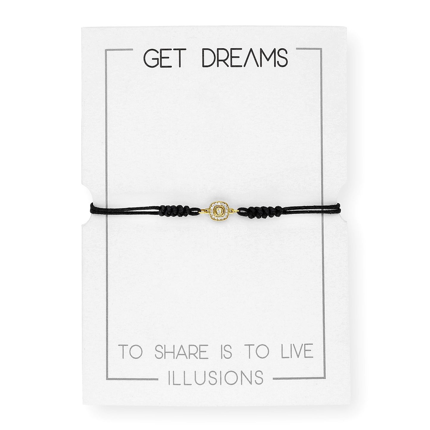 Pulsera Macramé de Oro de Ley con Diamantes y Diseño Cuadrado