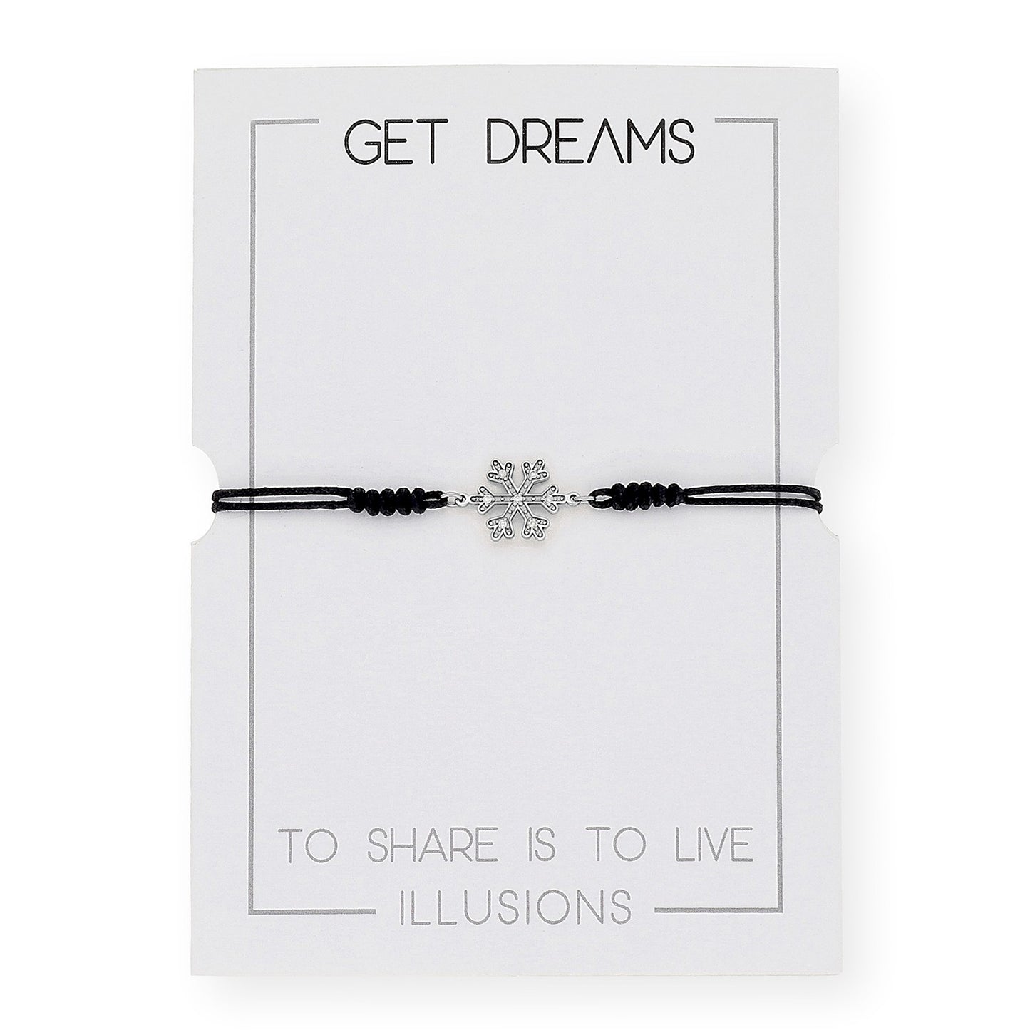 Pulsera Macramé de Oro Blanco de Ley con Diamantes y Diseño de Copo de Nieve