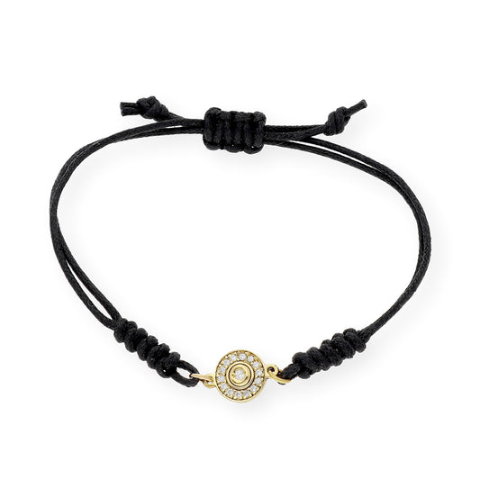 Pulsera Macramé de Oro de Ley con Diamantes y Diseño Circular