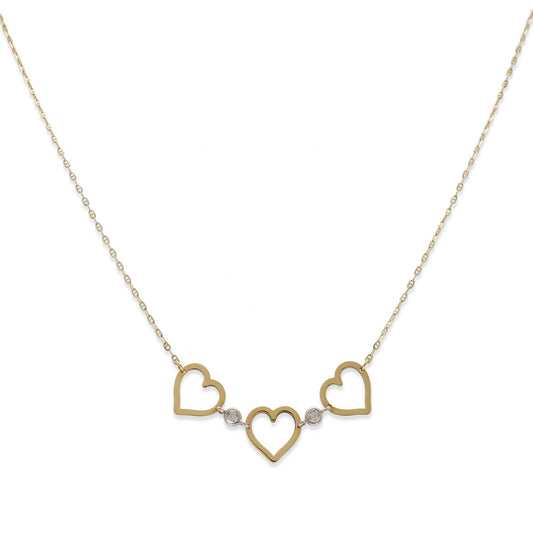 Collar Lavigne con Corazones en Oro 18k y Diamantes