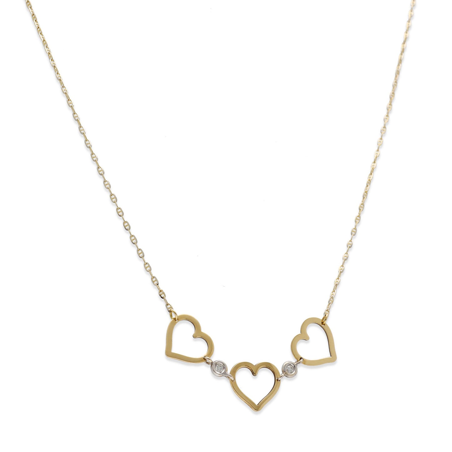 Collar Lavigne con Corazones en Oro 18k y Diamantes