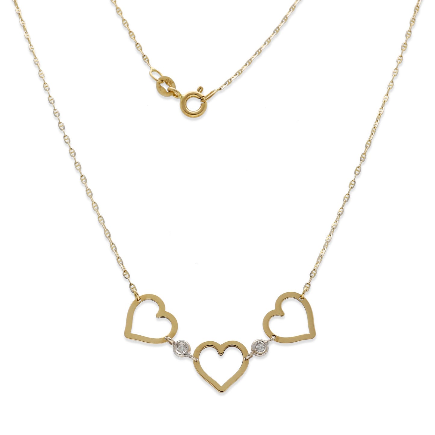 Collar Lavigne con Corazones en Oro 18k y Diamantes
