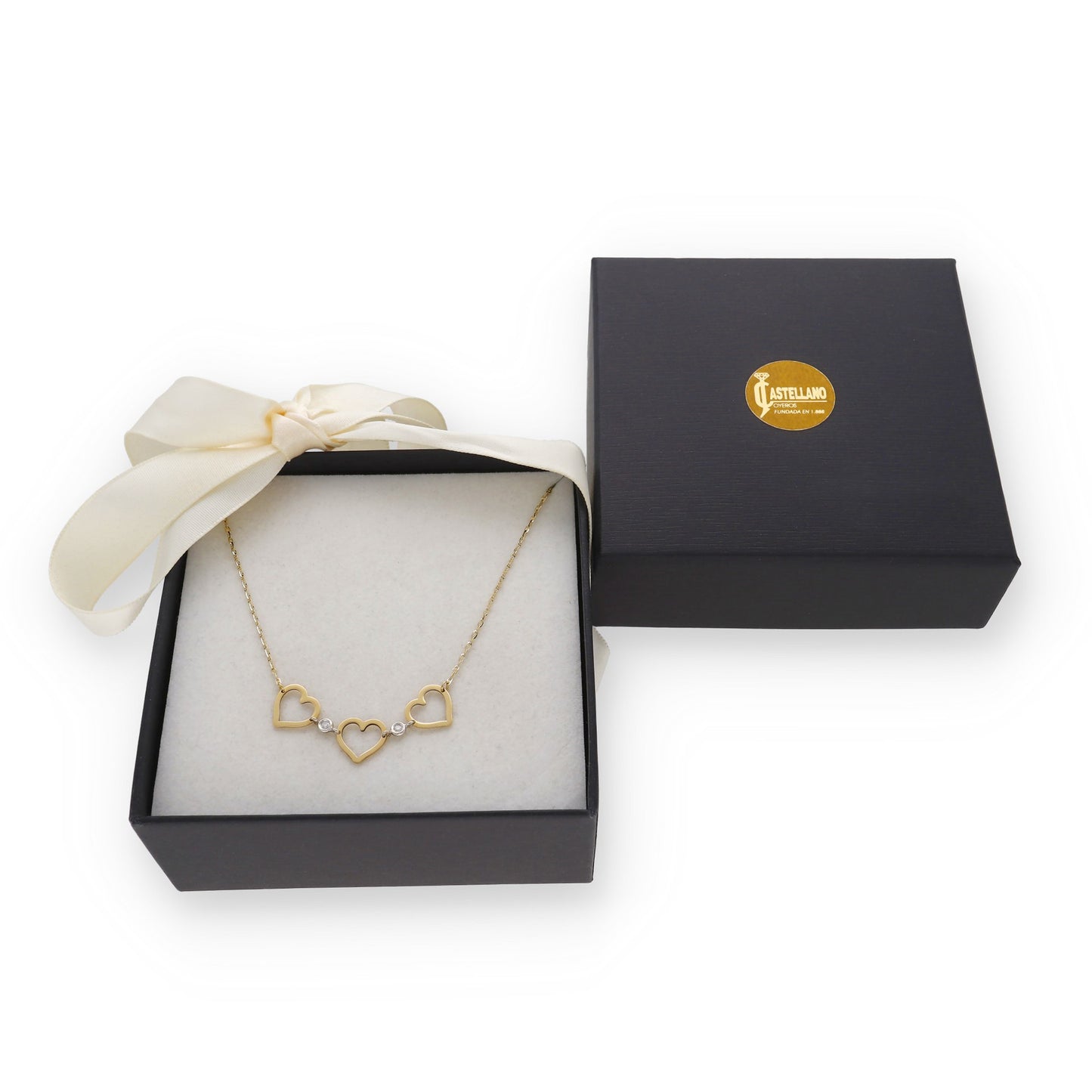 Collar Lavigne con Corazones en Oro 18k y Diamantes