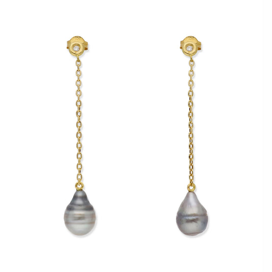 Pendientes Tulia en Oro 18k con Diamantes y Perlas Tahití