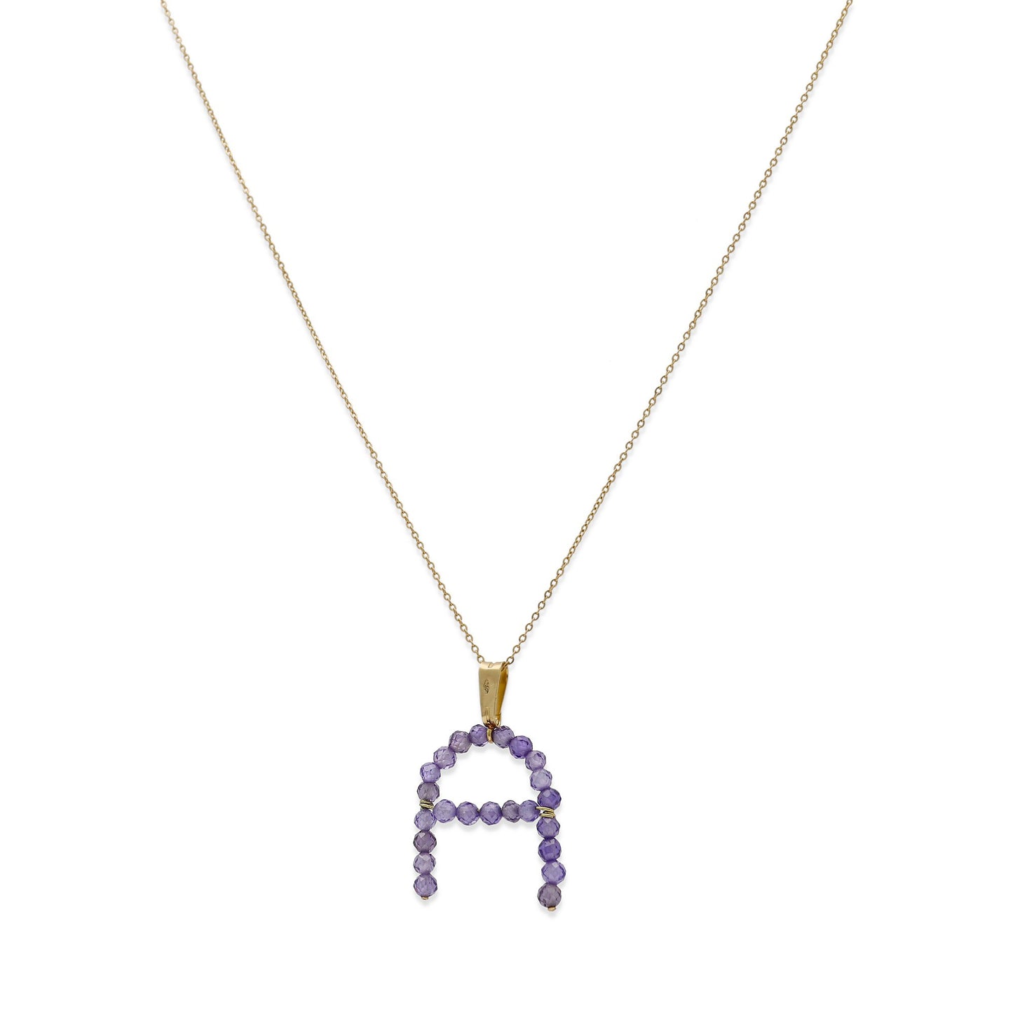 Collar con Colgante Antal en Oro 18K y Tanzanitas Diseño de Inicial