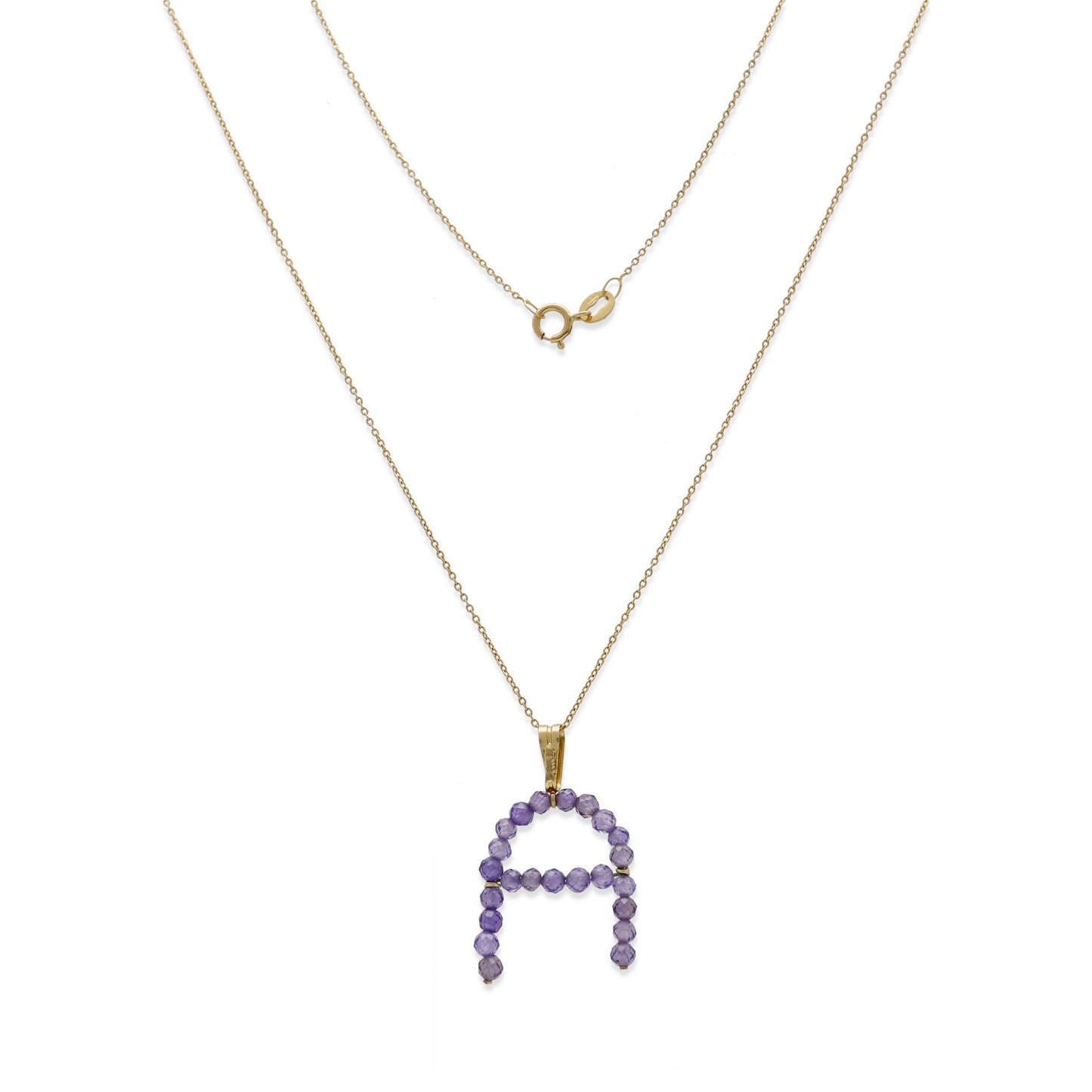 Collar con Colgante Antal en Oro 18K y Tanzanitas Diseño de Inicial