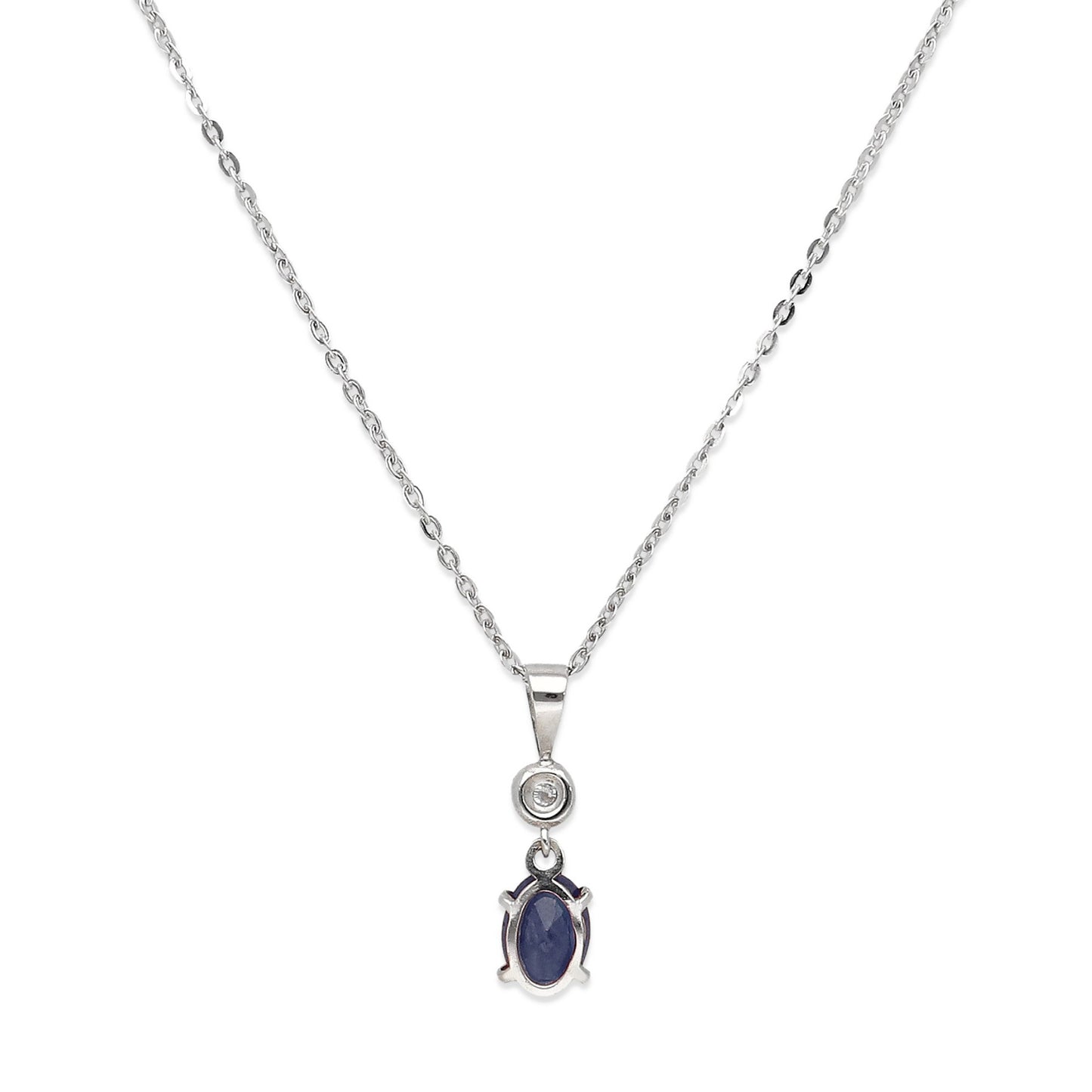 Collar con Colgante Rose con Diamante y Zafiro en Oro Blanco 18k
