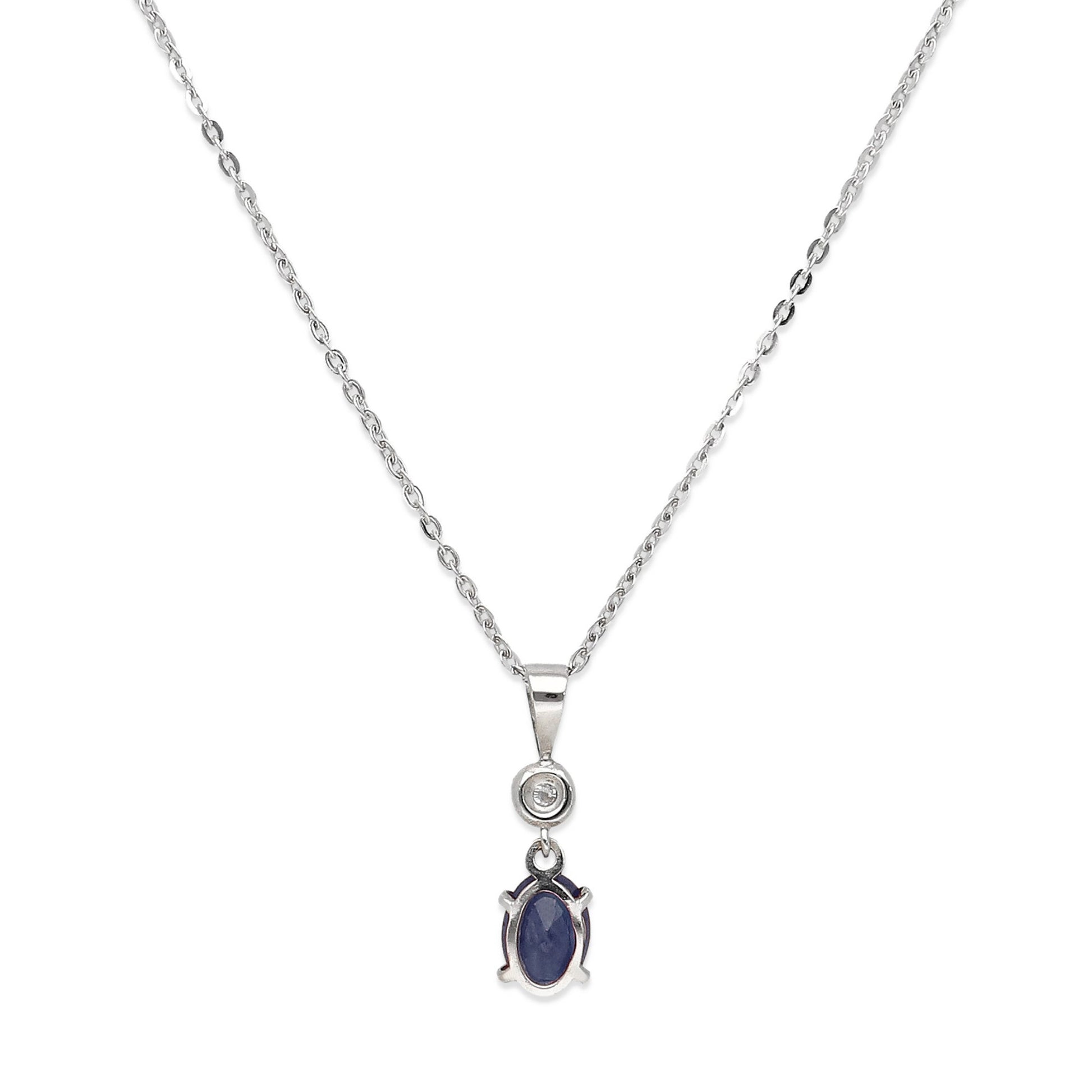 Collar con Colgante Rose con Diamante y Zafiro en Oro Blanco 18k