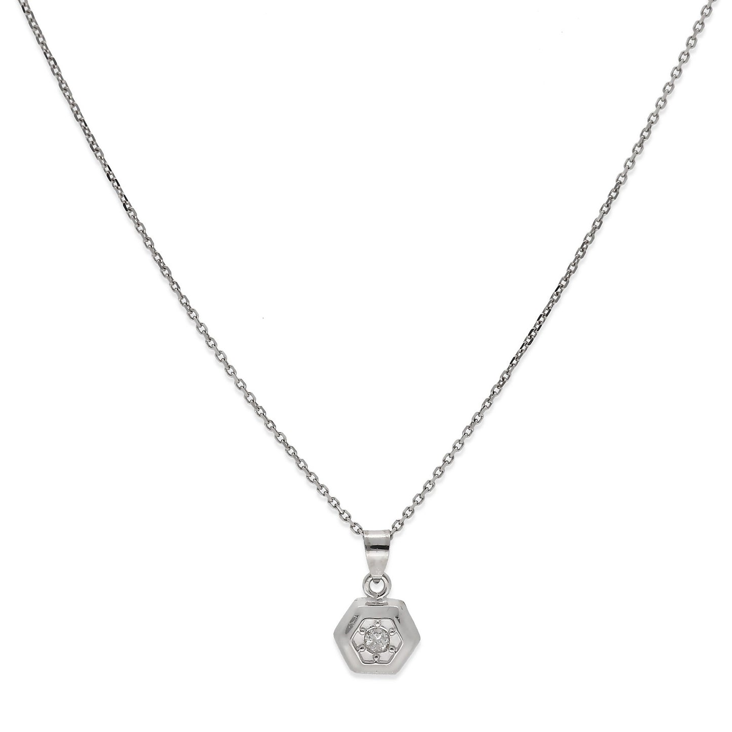 Collar con Colgante de Oro Blanco 18k y Diamante modelo Mara